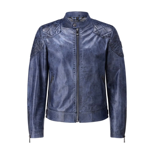 Belstaff Veste de transition Lederjacke im Used Look Blau