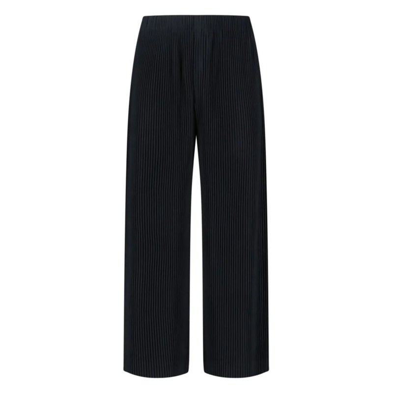 Issey Miyake Pantalon Wide-Leg Pleated Pants With Elastic Waistband Black