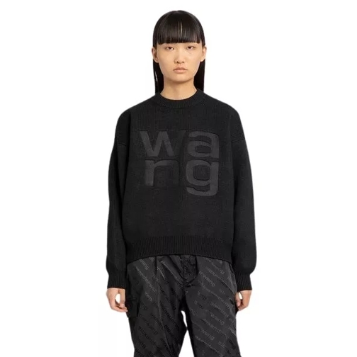 Alexander Wang Debossed Stacked Logo Sweater Black 