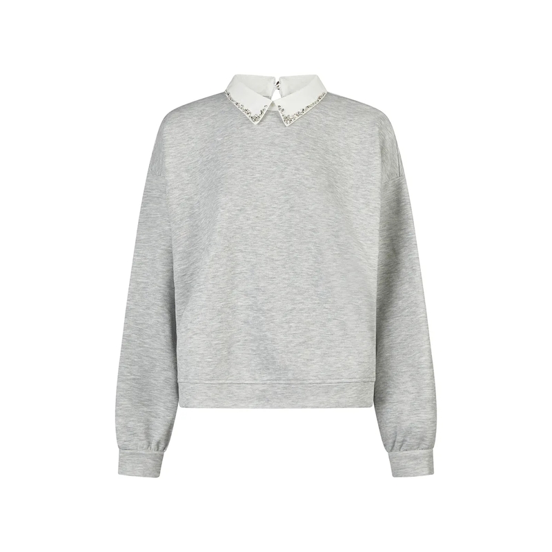 Marc Aurel Sweatshirt Sweater mit Hemdkragen grau