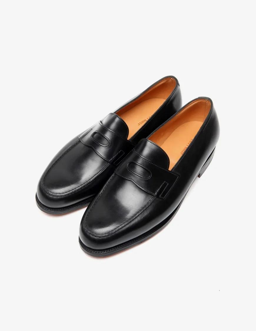Thumbnail - John Lobb Loafer - Hand-Sewn Black Calf Leather College Loafer - Gr. 9_5 - in Schwarz - für Damen