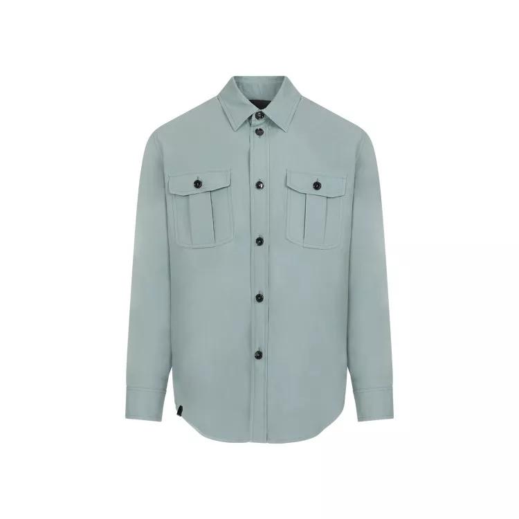 Brioni - Blue Water Silk Shirt - Größe M - gray