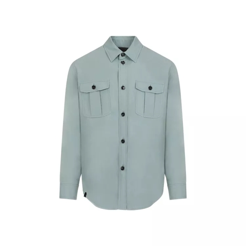 Brioni Blue Water Silk Shirt Grey 