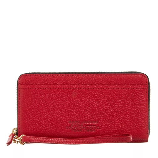 Marc Jacobs The Leather Continental Wallet True Red Portemonnaie mit Zip-Around-Reißverschluss