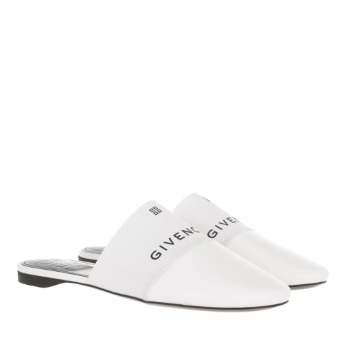 Givenchy Signature Logo Flat Mules Leather White Slip-ins