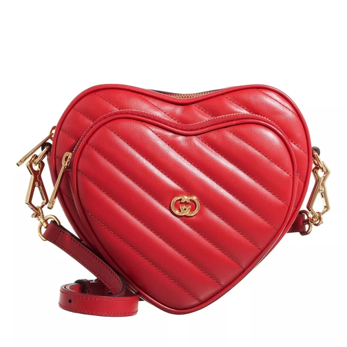 Gucci Interlocking G Mini Heart Shoulder Bag Red Crossbody Bag