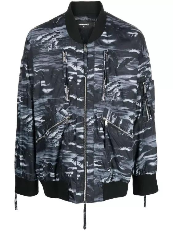 Thumbnail - Dsquared2 - Graphic-Print Bomber Jacket - Größe 50 - schwarz