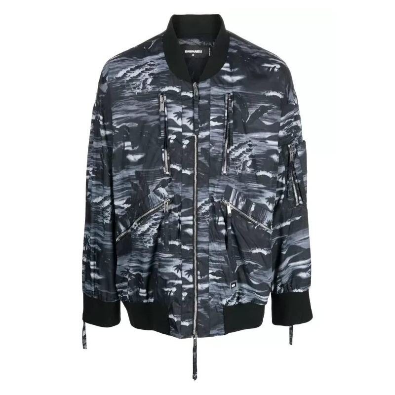 Dsquared2 Blouson aviateur Graphic-Print Bomber Jacket Grey
