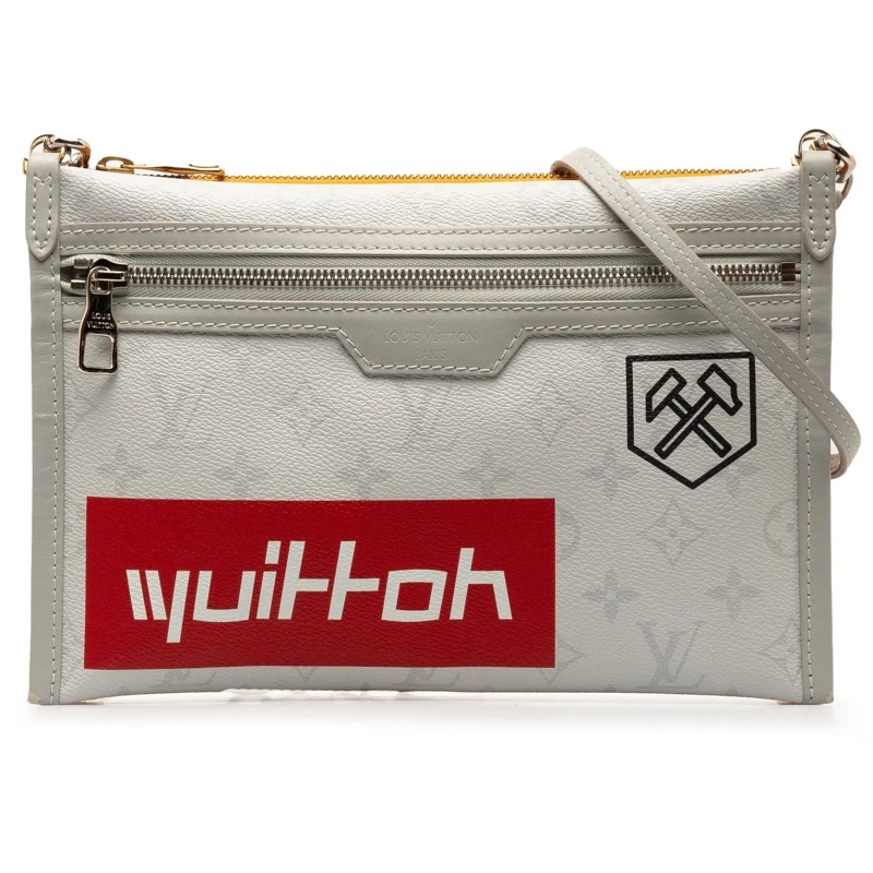 Louis Vuitton Schultertasche Monogram Antartica Double Flat Messenger grau