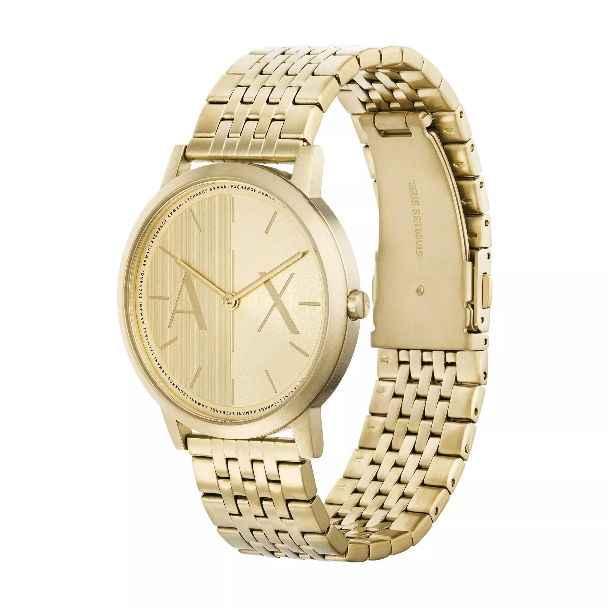 Armani exchange watch gold deals and silver