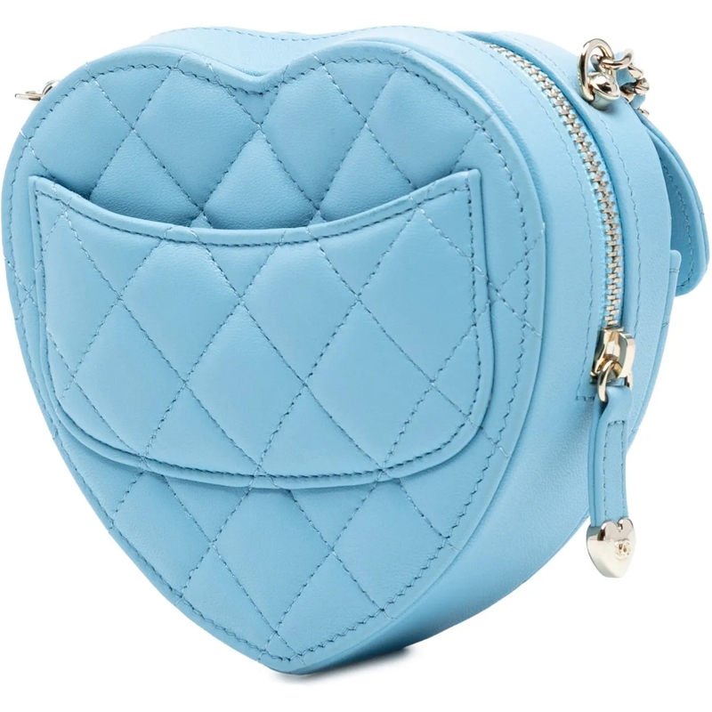 Chanel Schultertasche Mini Lambskin CC in Love Heart Crossbody blau
