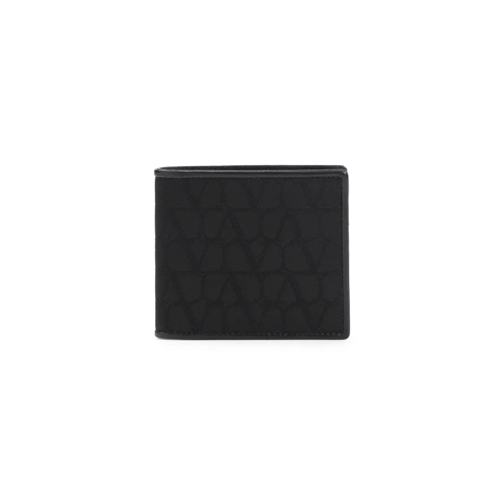 Valentino Black Leather Card Holder Black Portafoglio