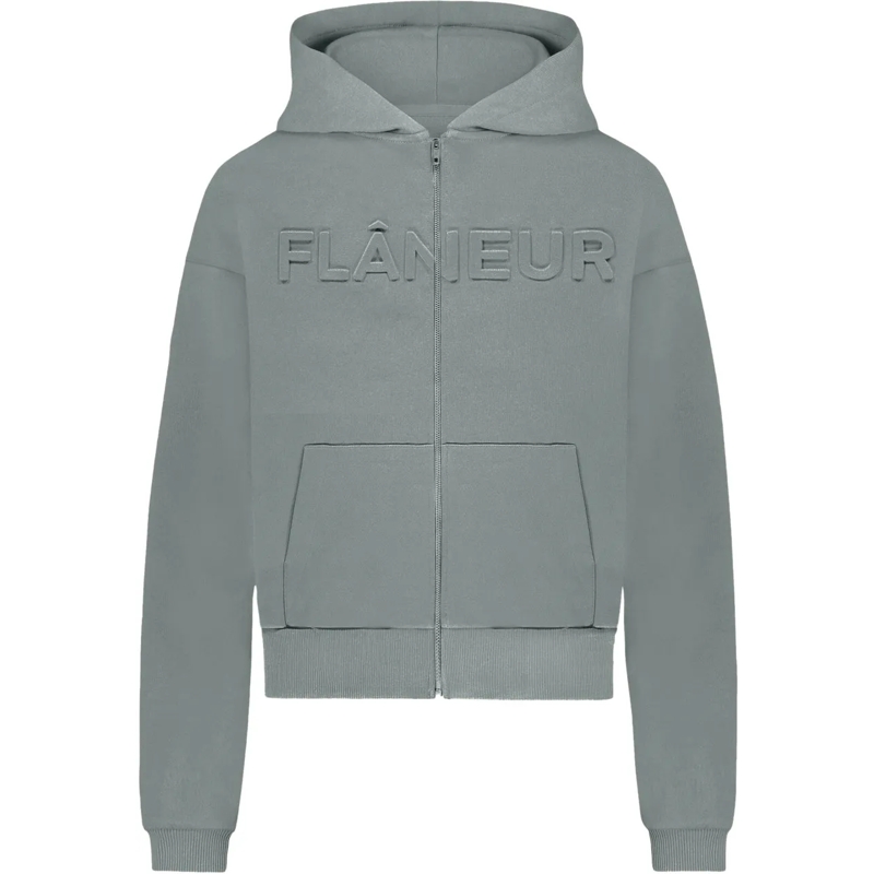 Flâneur  Embossed Zip-Up Hoodie | Midnight Blue blau