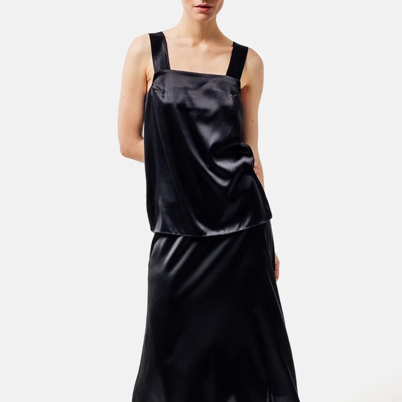 Helene Galwas Top Tanktop aus Seidensatin ALBINARE schwarz(Image 2)