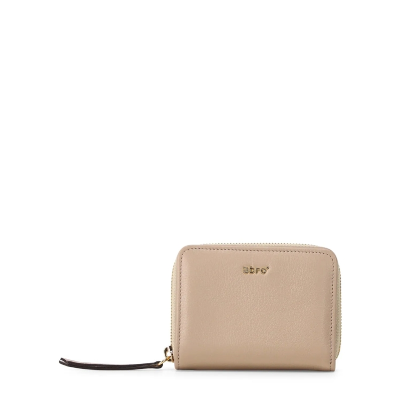 Abro Portemonnaie mit Zip-Around-Reißverschluss Kleines Portemonnaie aus Leder Grau