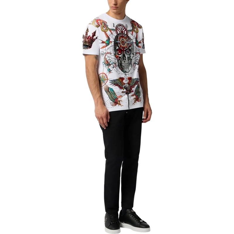 Philipp Plein T-Shirt Round Neck T-Shirt Tattoo Stones weiss(Image 4)