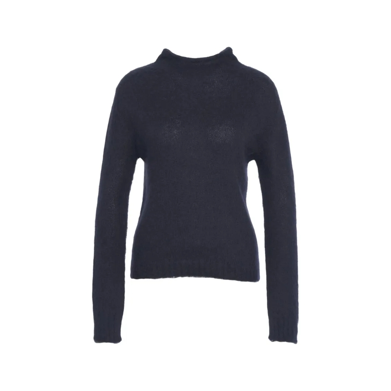 Max Mara Rollkragenpullover Finely Knit Sweater With High Neckline And Ribbed  Black