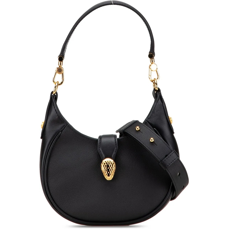 BVLGARI Sac à bandoulière Small Leather Serpenti Ellipse Satchel schwarz
