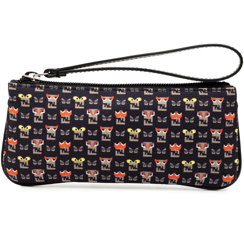 Fendi Clutch Canvas Monster Clutch schwarz