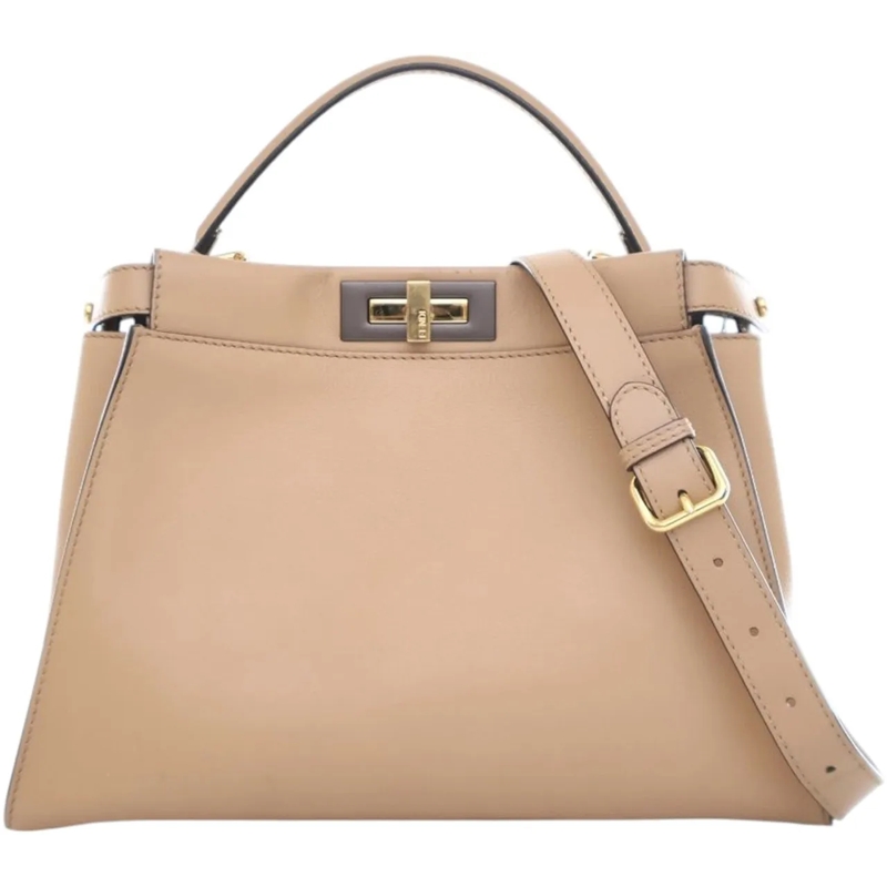 Fendi Schultertasche Medium Leather Peekaboo Iconic Satchel braun