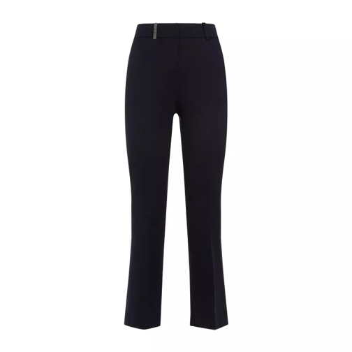 Peserico Blue Cotton Ottoman Flared Pants Black 