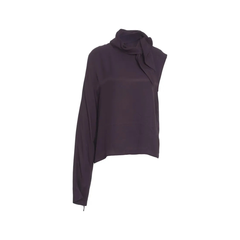 HERSKIND Haut à manches longues Long Sleeve Top With Draped Bow Collar Black