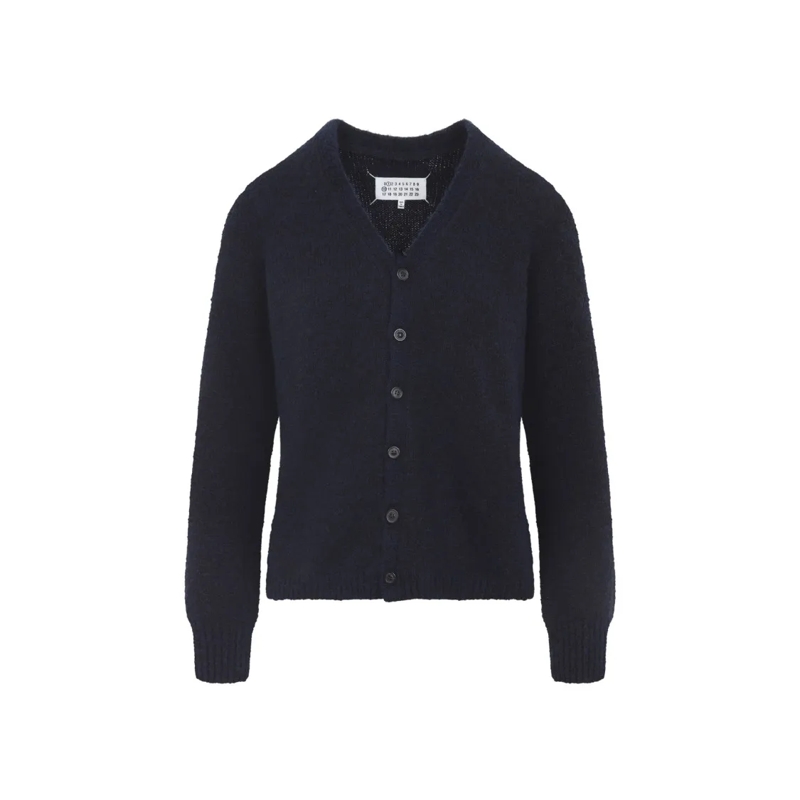 Maison Margiela Strickjacke Button-Down Cardigan With Deep V-Neck Black