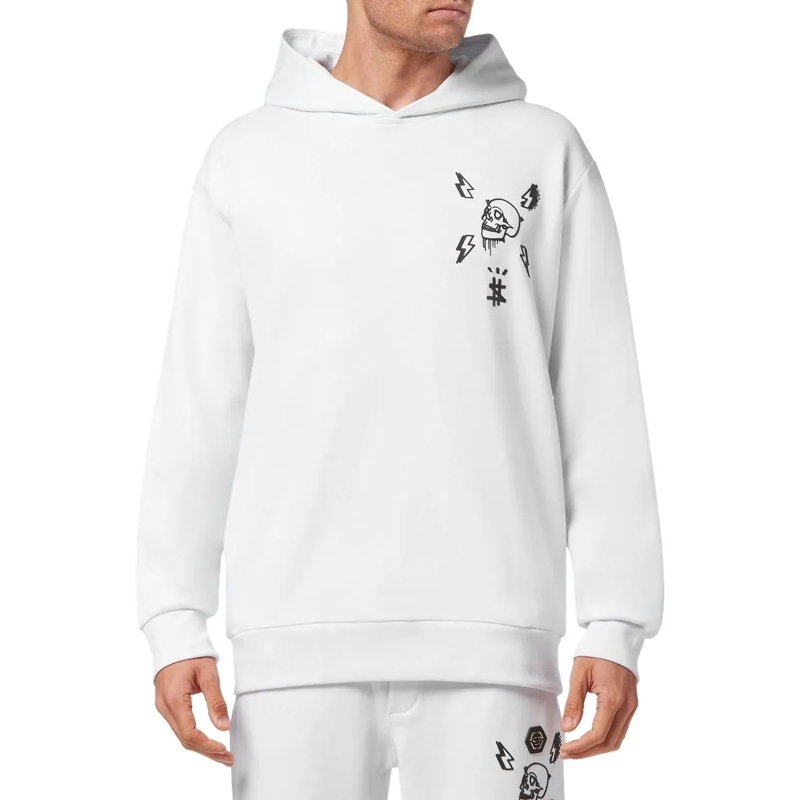Philipp Plein Sweatshirt Hoodie Hexagon weiss(Image 3)