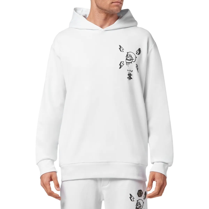 Philipp Plein Top Hoodie Hexagon weiss(Image 3)