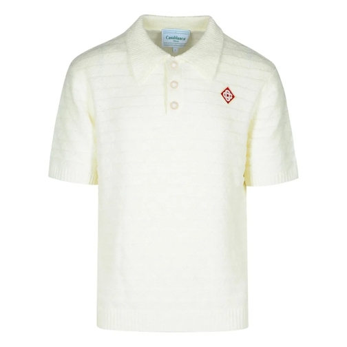 Casablanca White Cotton Blend Polo Shirt White Polotröja