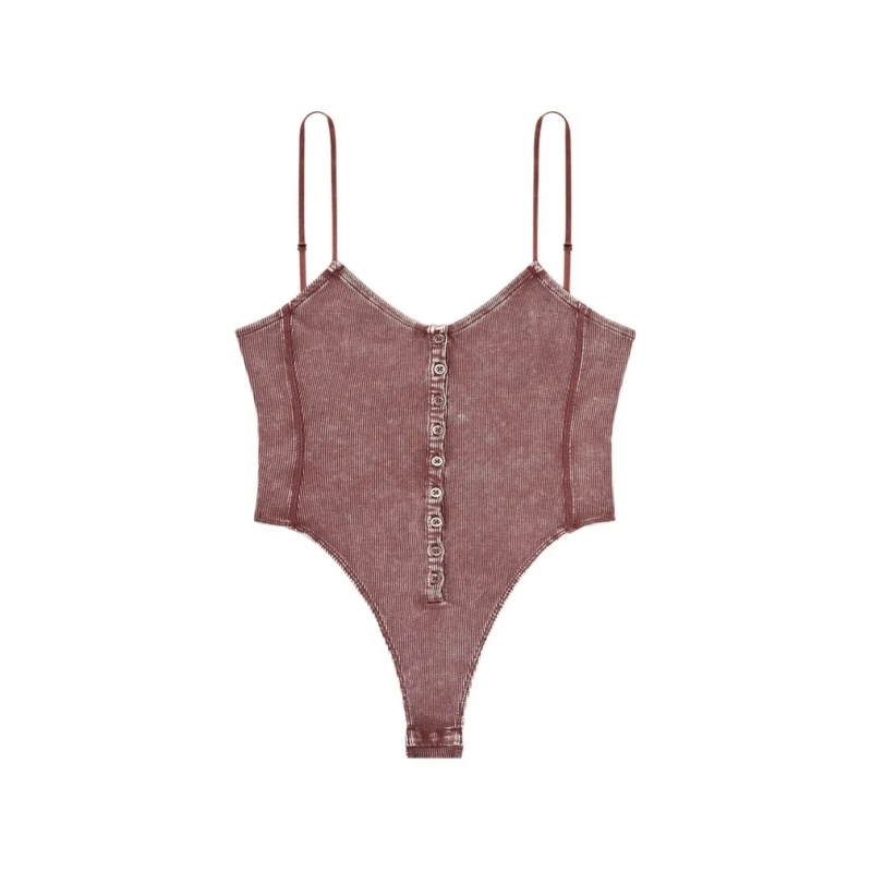 Diesel Bluse Brown Fitted Tank With Adjustable Spaghetti Straps Pink