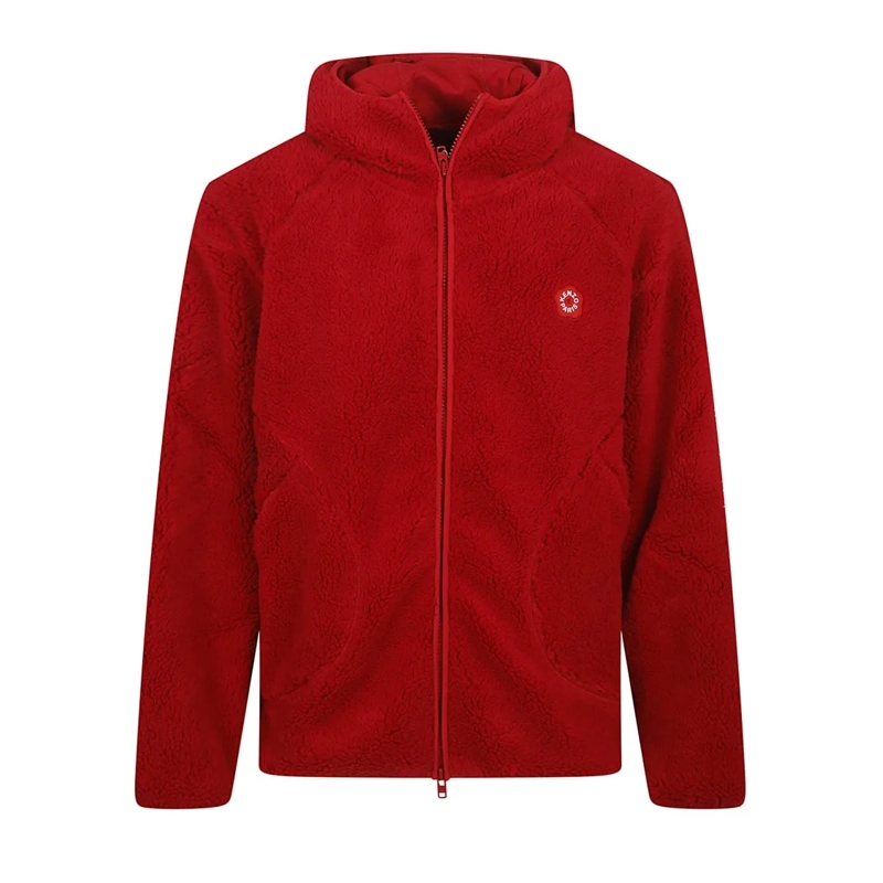 Kenzo Parka Plush Zip-Up Jacket With Hood Red
