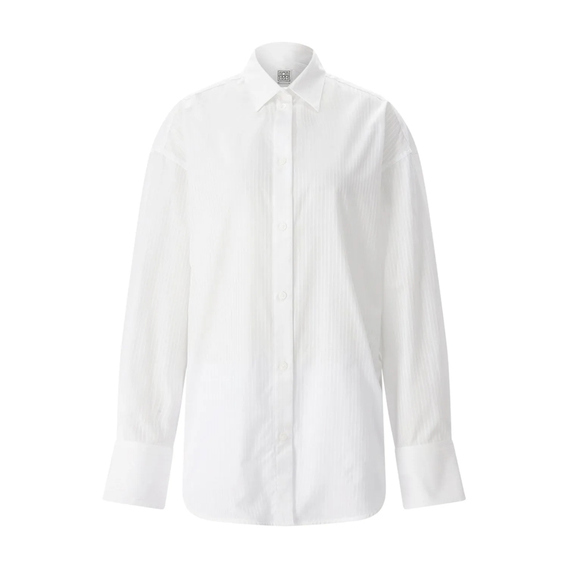 TOTEME Bluse Gestreifte Hemdbluse aus Baumwolle weiß