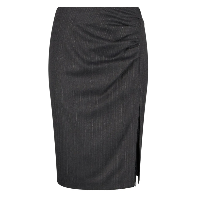 LIU JO Jupe midi Knee-Length Grey Skirt With Side Slit Black