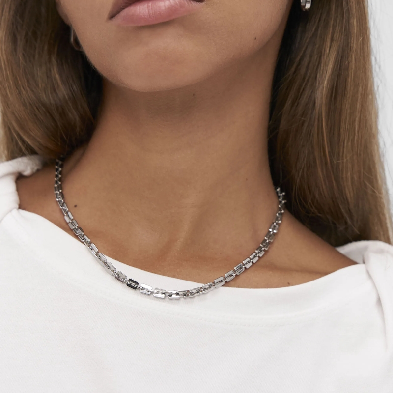 Copenhagen Mittellange Halskette Edelstahl Edgy Necklace silber(Image 2)