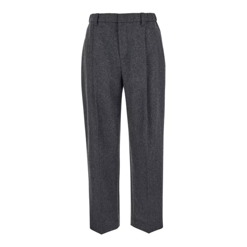 Brunello Cucinelli Grey Pants With Elastic Waistband In Wool And Cash Grey 