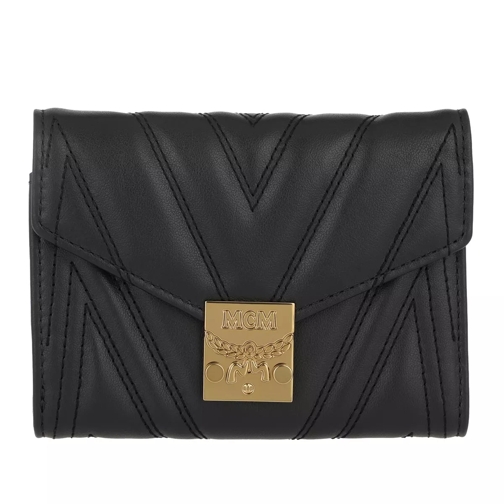 MCM Quilteded Small Wallet Black Tri-Fold Portemonnaie