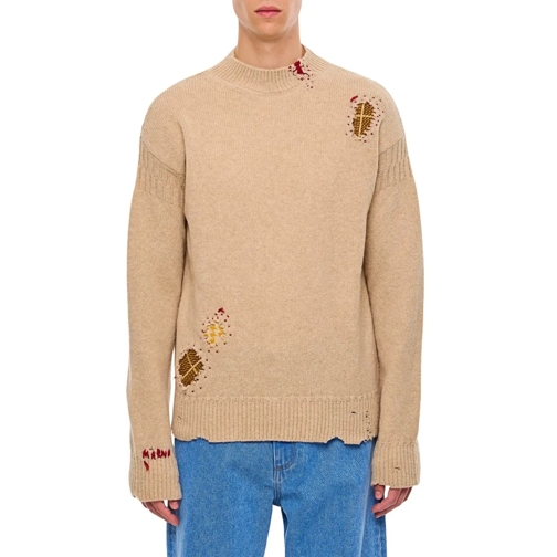 Marni Trui Roundneck Virgin Wool Sweater Brown