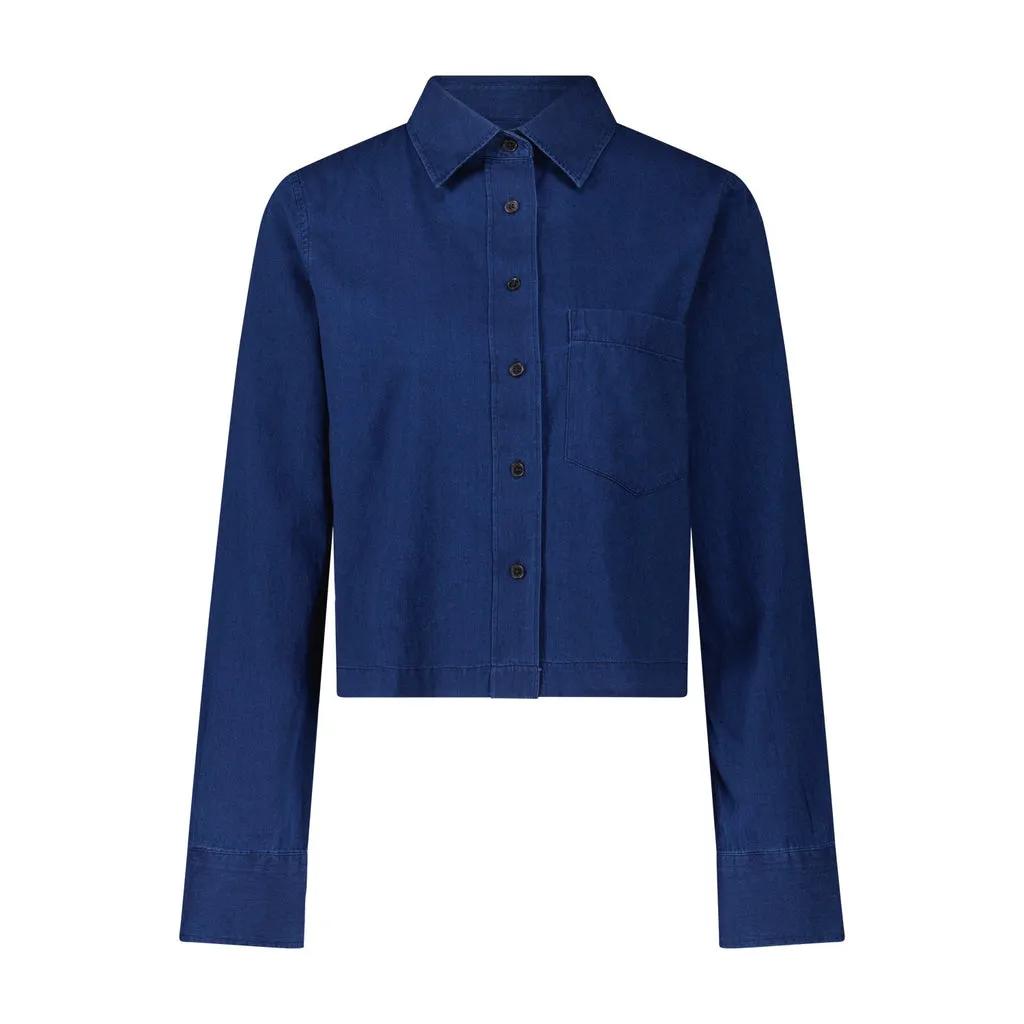 Thumbnail - Closed - Closed Cropped Classic Shirt Blouses Donkerblauw C - Größe S - bunt