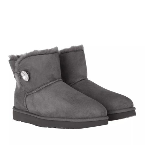 UGG W Mini Bailey Button Bling Grey Vinterkängor