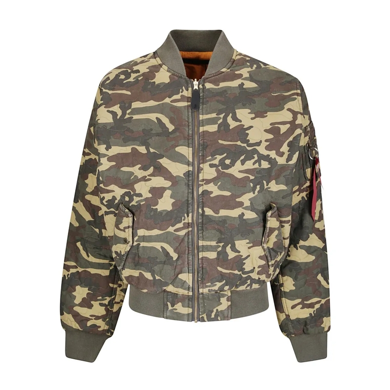 Alpha Industries Bomberjacke Quilted Camouflage Bomber Jacket With Padded Textu Grey