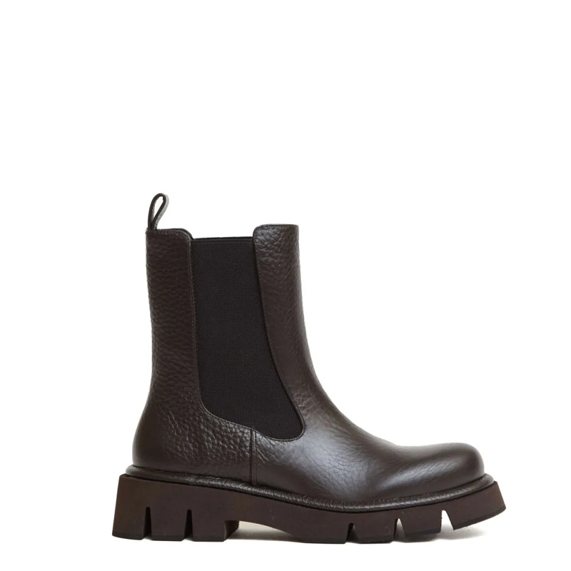 Paloma Barceló Bottes Hammered Leather Beatles Ankle Boots Brown