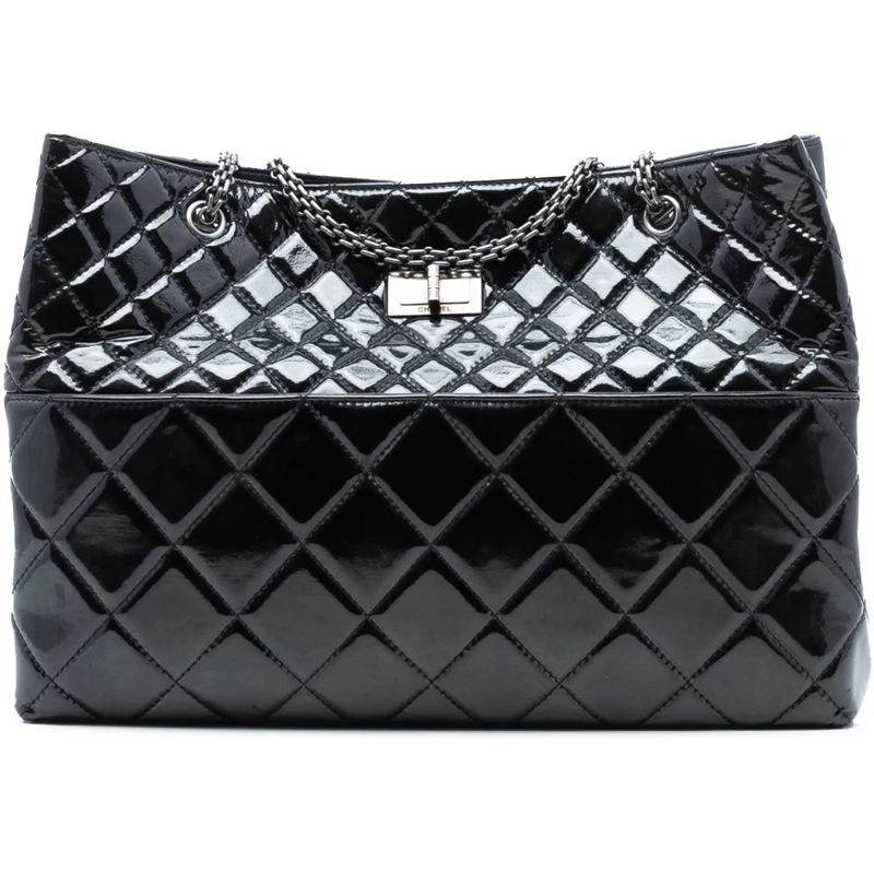 Chanel Shopper Quilted Patent Reissue 2.55 Tote schwarz