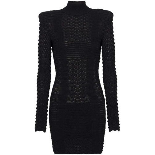 Balmain Mini-Kleider Long-Sleeve Textured Minidress Black