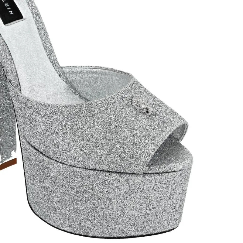 Philipp Plein Riemchensandalen Sandaletten silber(Image 3)