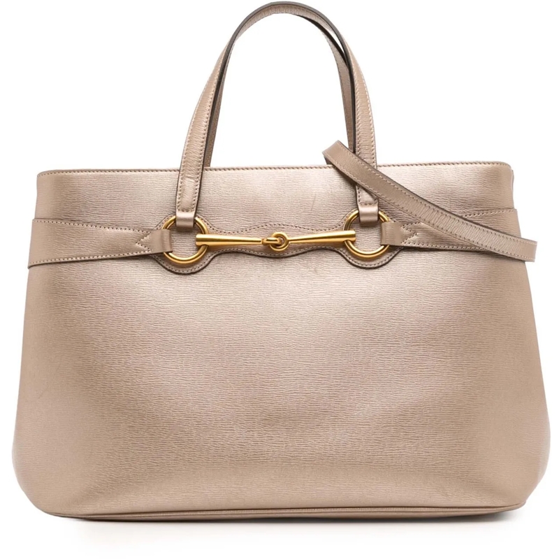 Gucci Schultertasche Leather Bright Bit Satchel gold