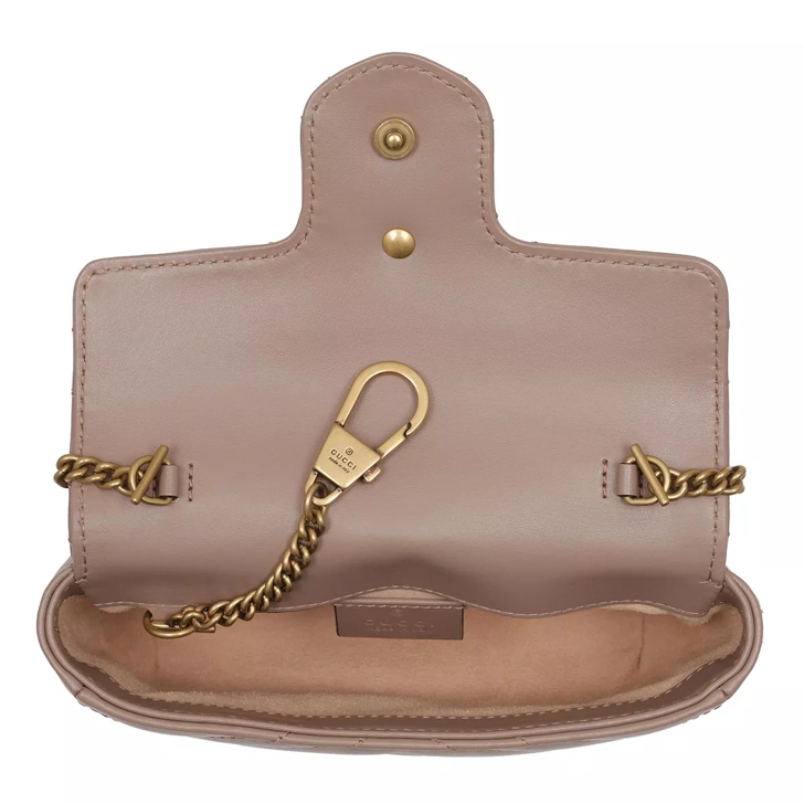 Gucci GG Marmont Matelasse Leather Super Mini Bag Dusty Pink Gold Minitasche