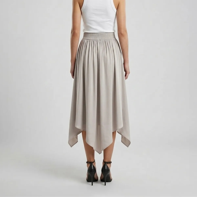 Helene Galwas Midirock Rock aus Seidensatin ILKARE beige(Image 3)