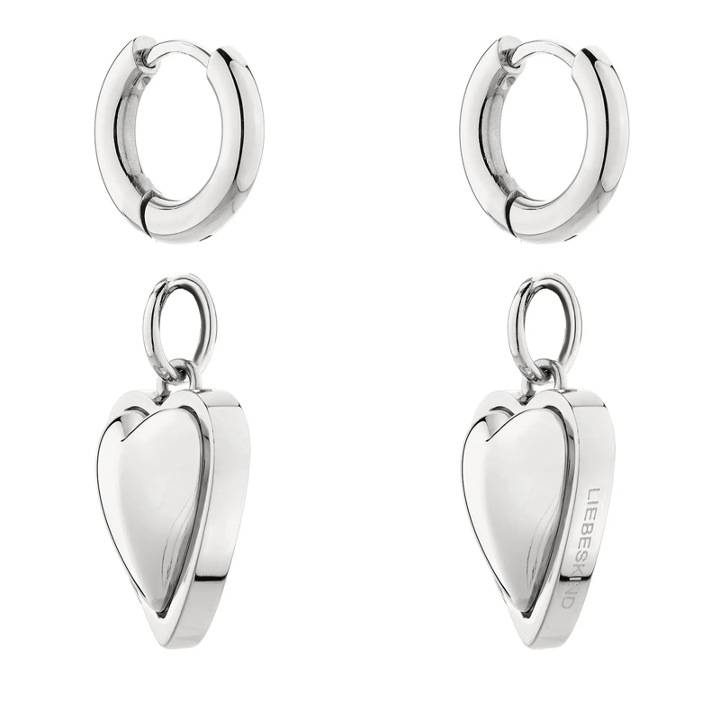 Liebeskind Berlin Ohrstecker Edelstahl Metal Heart silber(Image 3)