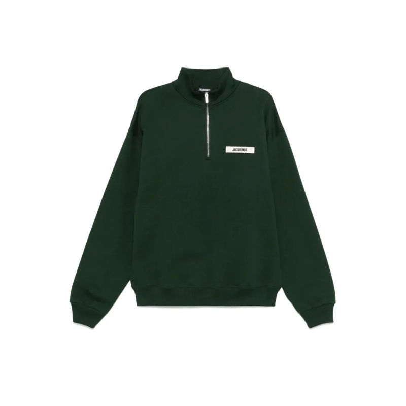 Jacquemus Trui Gros-Grain Logo Zip Sweater Black